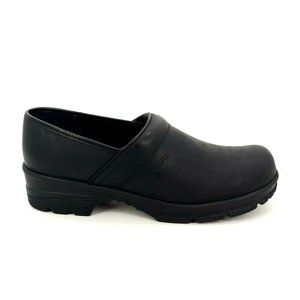 Sanita Womens Dalton Leather Clogs Comfort Shoes Black Slip On EUR 44 NEW